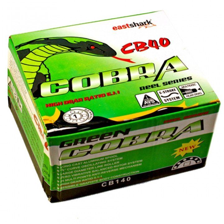 Катушка EastShark Cobra Green, задний фрикцион, передаточное отношение 5.1:1, пластиковая шпуля — изображение 2